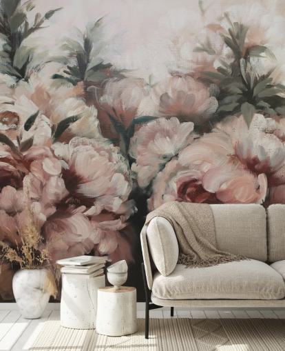 mural de parede de peônias cor-de-rosa