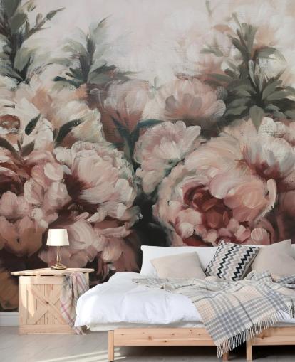 blush pink peonies wall mural