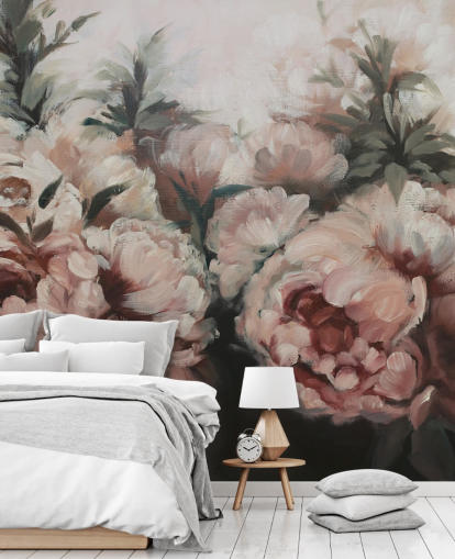 mural de parede de peônias cor-de-rosa