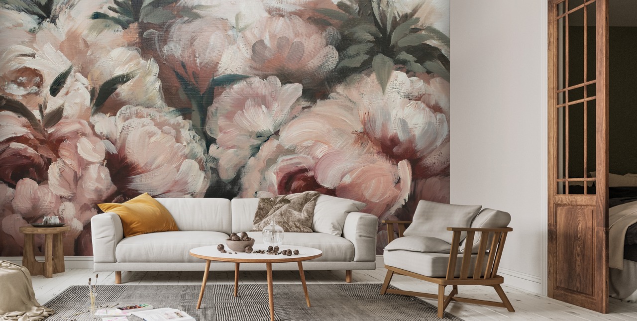 Romantic Peonies Mural By Rebeca Lopez Gonzalez | Wallsauce US