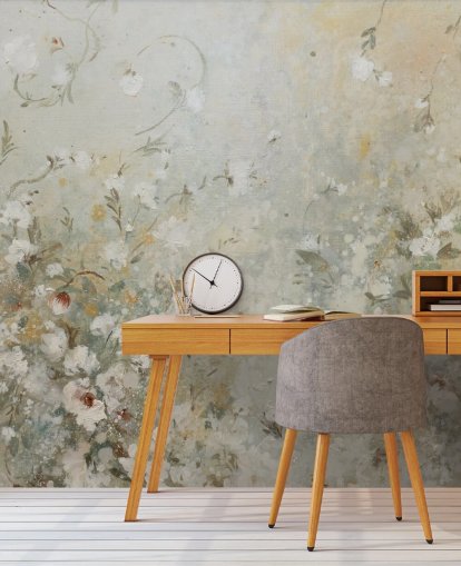 papier peint floral beige neutre