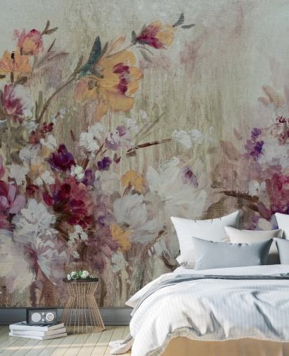 neutrales Blumentapetenwandbild neutrales Blumentapetenwandbild