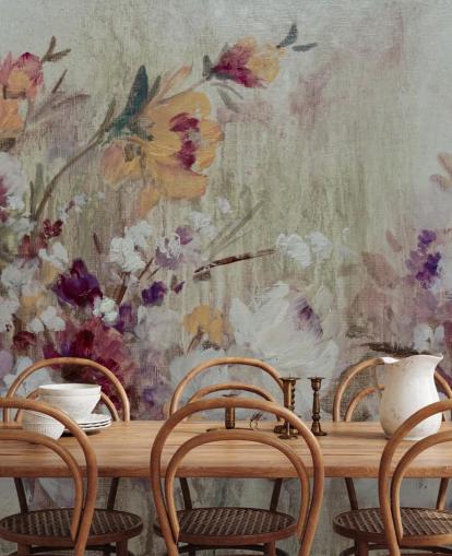 papier peint mural floral neutre