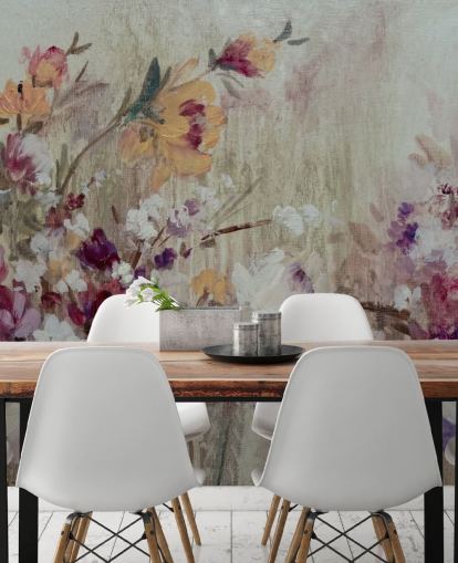 papier peint mural floral neutre