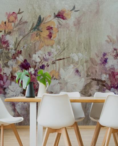 neutrales Blumentapetenwandbild neutrales Blumentapetenwandbild