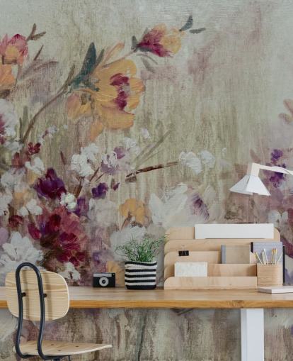 mural de papel pintado floral neutro mural de papel pintado floral neutro