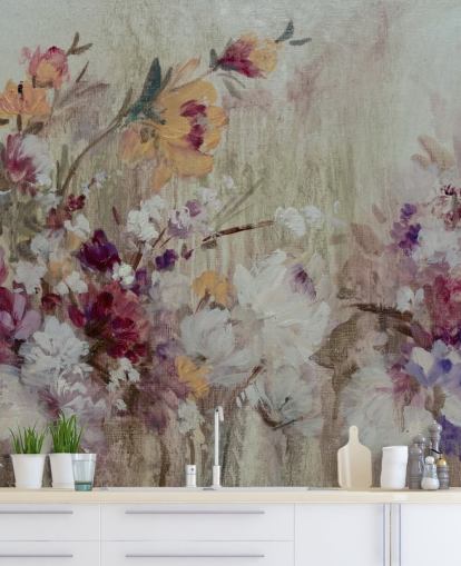 mural de papel pintado floral neutro mural de papel pintado floral neutro