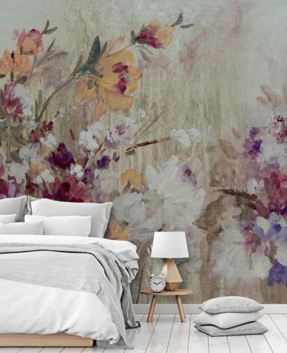 papier peint mural floral neutre