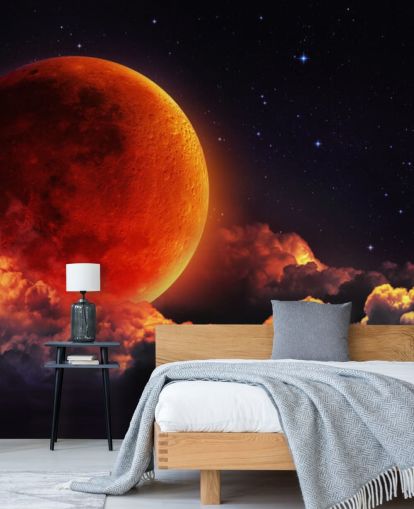 Glowing Orange Moon Wall Mural Glowing Orange Moon Wall Mural