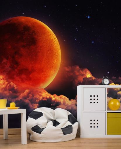 Glødende Orange Moon Veggmaleri