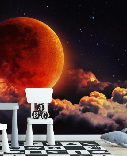 Glødende Orange Moon Vægmaleri