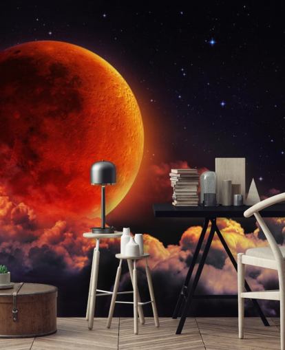 Mural de pared Luna naranja brillante Mural de pared Luna naranja brillante