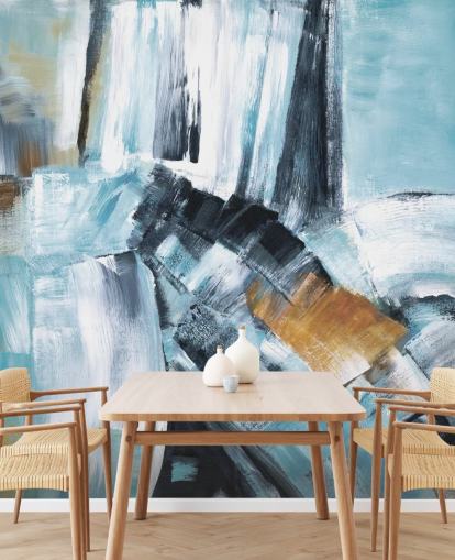 Murale astratto blu e giallo Murale astratto blu e giallo