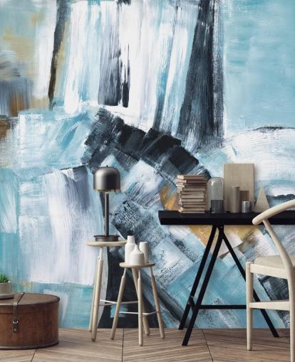 Murale astratto blu e giallo