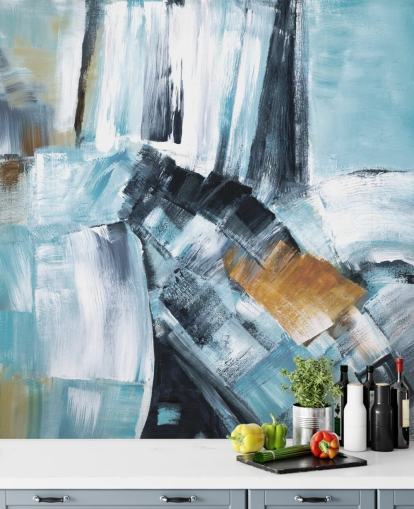 Abstract blue and yellow mural Abstract blue and yellow mural