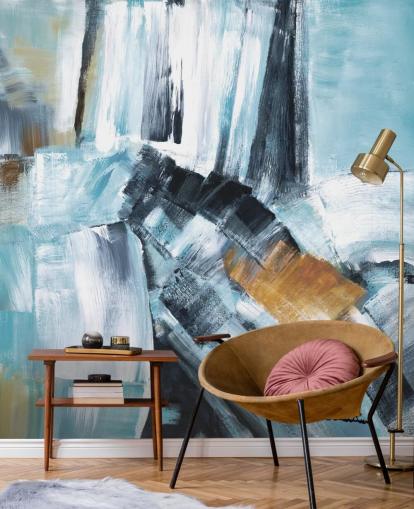 Abstract blue and yellow mural Abstract blue and yellow mural