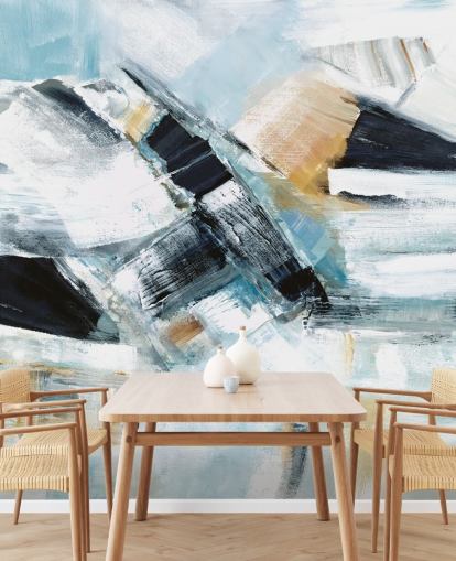 peinture murale abstraite bleue et jaune peinture murale abstraite bleue et jaune