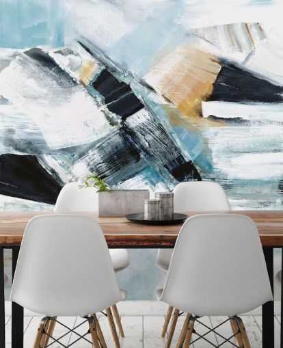 blue and yellow abstract wall mural