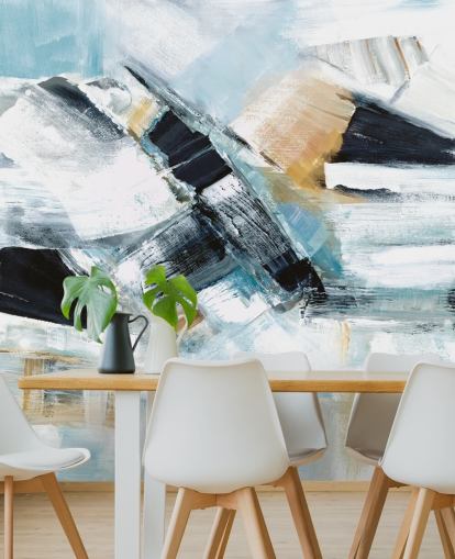 blue and yellow abstract wall mural