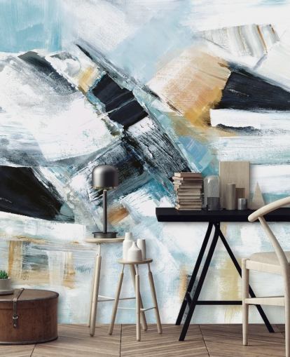 peinture murale abstraite bleue et jaune peinture murale abstraite bleue et jaune