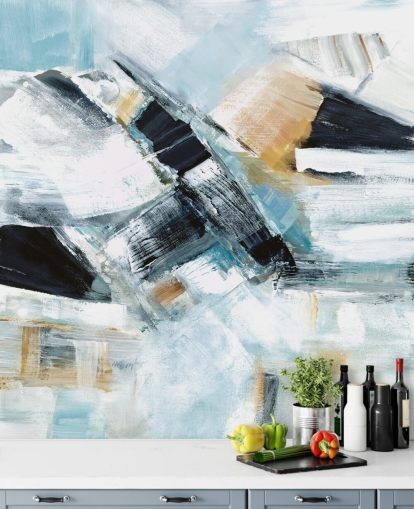 blue and yellow abstract wall mural