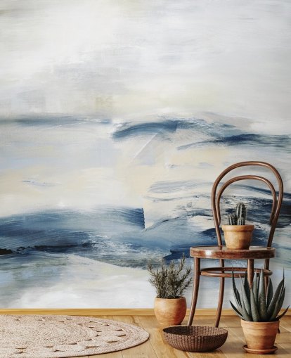 peinture murale abstraite bleu marine