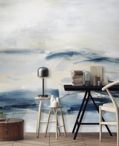 navy abstract wall mural