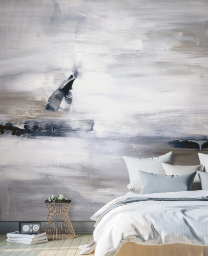 abstract wallpaper mural with blues and greys