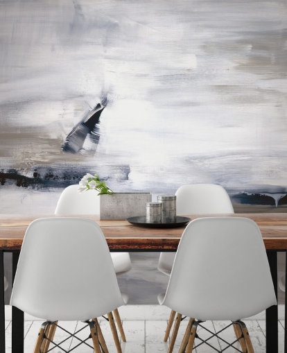 abstract wallpaper mural with blues and greys