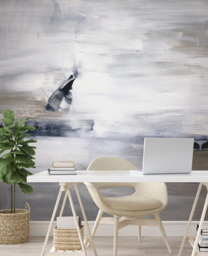 abstract wallpaper mural with blues and greys