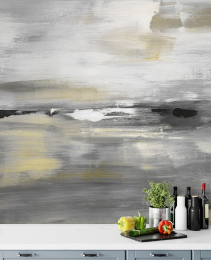 grijze abstracte muurschildering