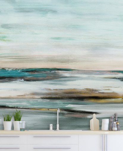 blaues abstraktes Tapeten-Wandbild