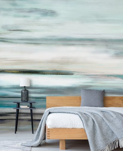 peinture murale abstraite bleue et noire