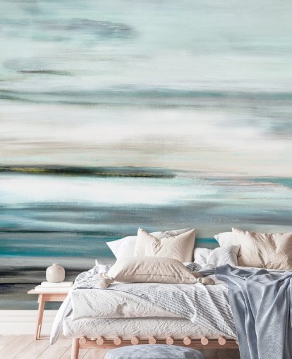 blaues und schwarzes abstraktes Wandbild