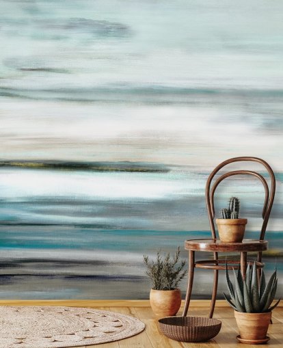 blue and black abstract wall mural