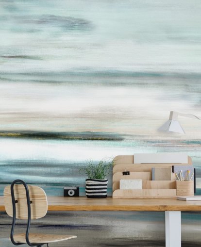 peinture murale abstraite bleue et noire