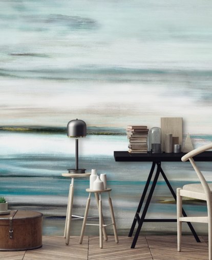 blue and black abstract wall mural