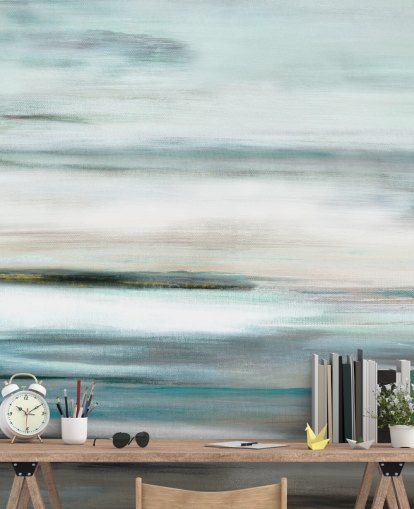 peinture murale abstraite bleue et noire