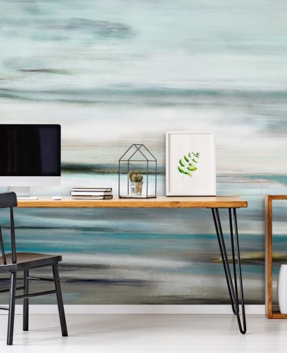 peinture murale abstraite bleue et noire