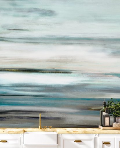 peinture murale abstraite bleue et noire