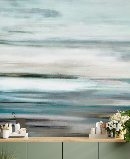 peinture murale abstraite bleue et noire