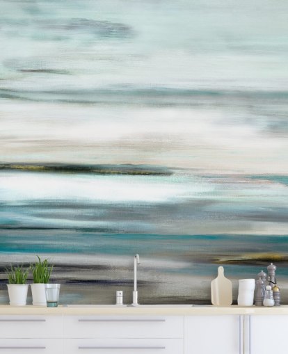 blaues und schwarzes abstraktes Wandbild