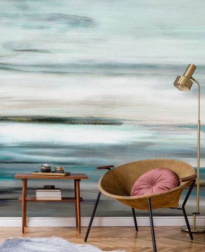 blue and black abstract wall mural