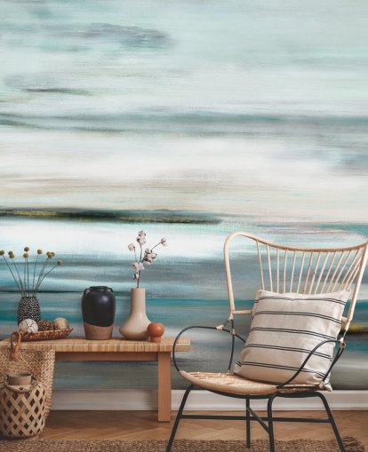 peinture murale abstraite bleue et noire