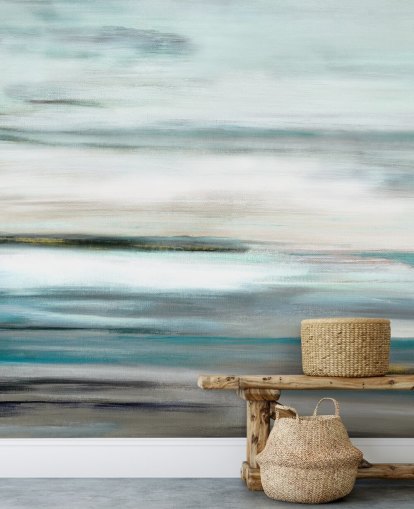 blaues und schwarzes abstraktes Wandbild