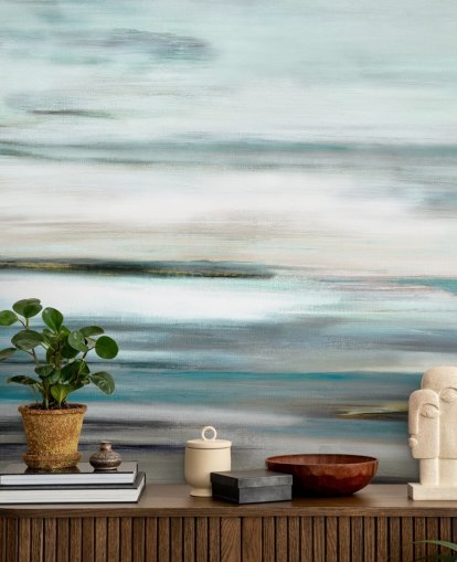 blue and black abstract wall mural