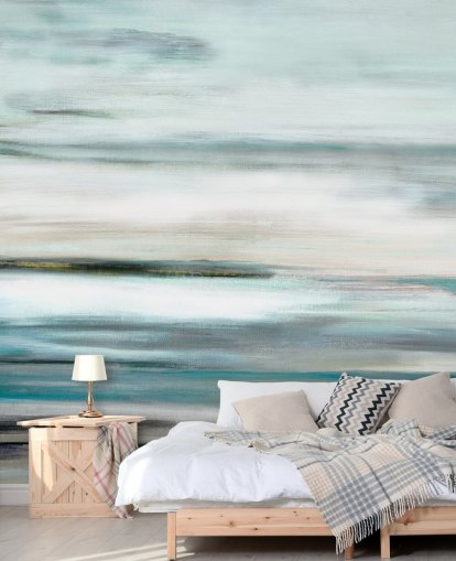 blue and black abstract wall mural