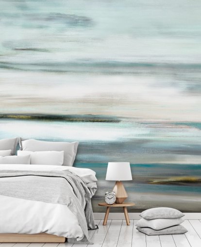 blaues und schwarzes abstraktes Wandbild