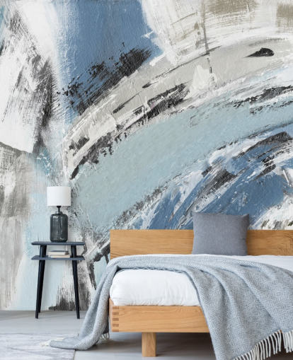 abstract blue wall mural