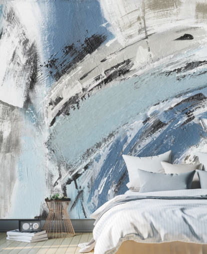 mural de pared abstracto azul